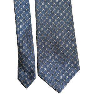 Brooks Brothers 346 Neck Tie Blue Geometric 100% Silk Career Men's